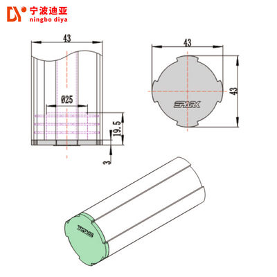 White Aluminum Alloy Tube With Plastic Threaded Plug Insert Outer Diameter 43 Mm
