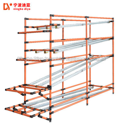 Racking resistente del rullo del pallet FIFO di stoccaggio del PE dello scaffale di giallo del tubo rivestito della magra