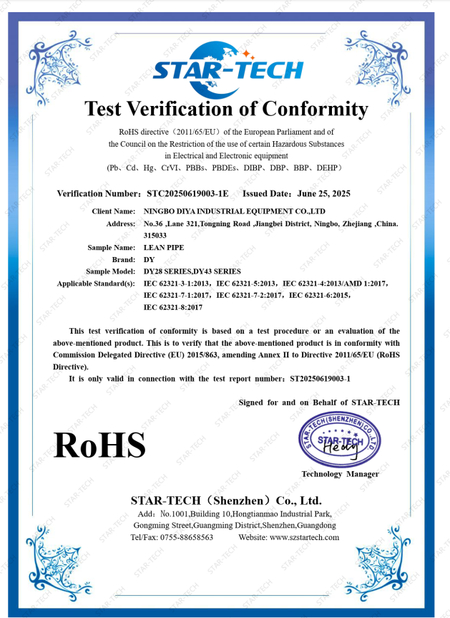 La Cina Ningbo Diya Industrial Equipment Co., Ltd. Certificazioni