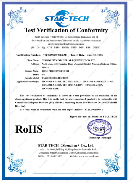 La Cina Ningbo Diya Industrial Equipment Co., Ltd. Certificazioni